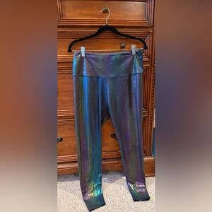 Rainbow Metallic Love Her Leggings - Size XL - Similar to Zyia Mirage Metallic